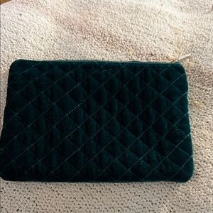 LOFT Quilted Dark Green Cosmetic Bag